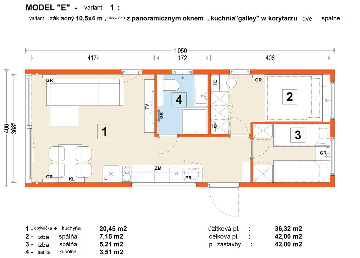 Mobilný dom E – pôdorys 2