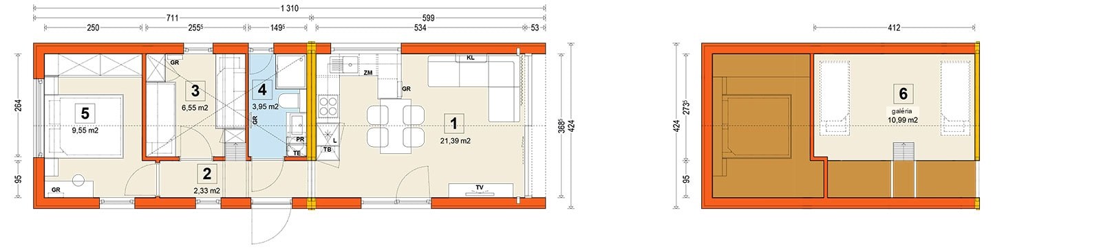 Mobilný dom F3 – pôdorys (antresola)