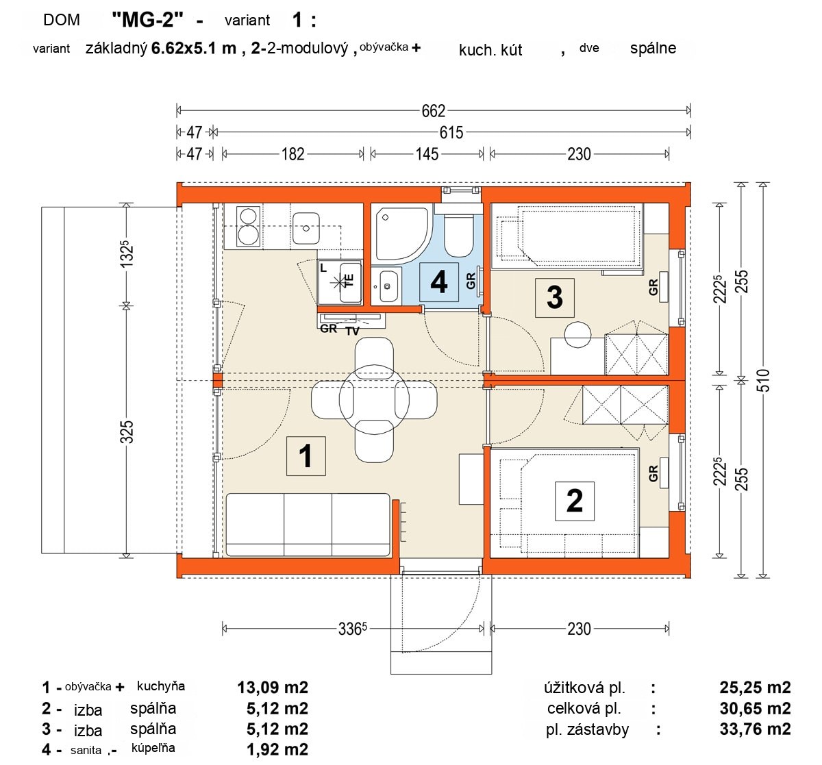 Modulový dom MG2 – pôdorys 2