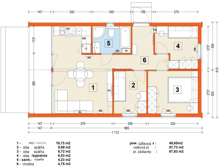 Modulový dom MG2 – variant 11 – pôdorys