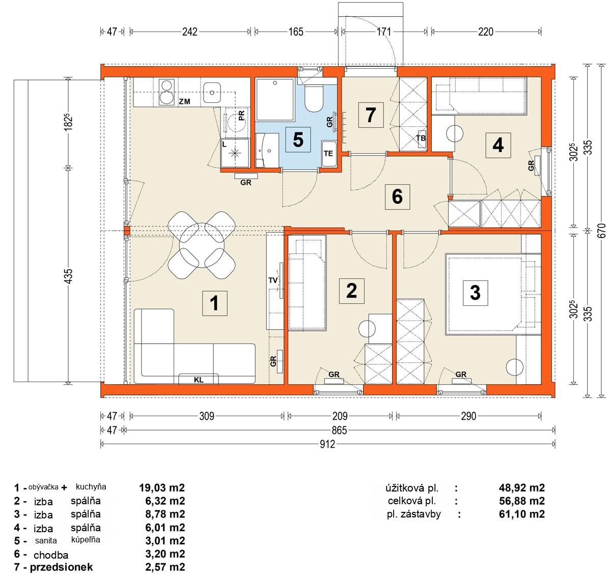 Modulový dom MG2 – variant 12 – pôdorys