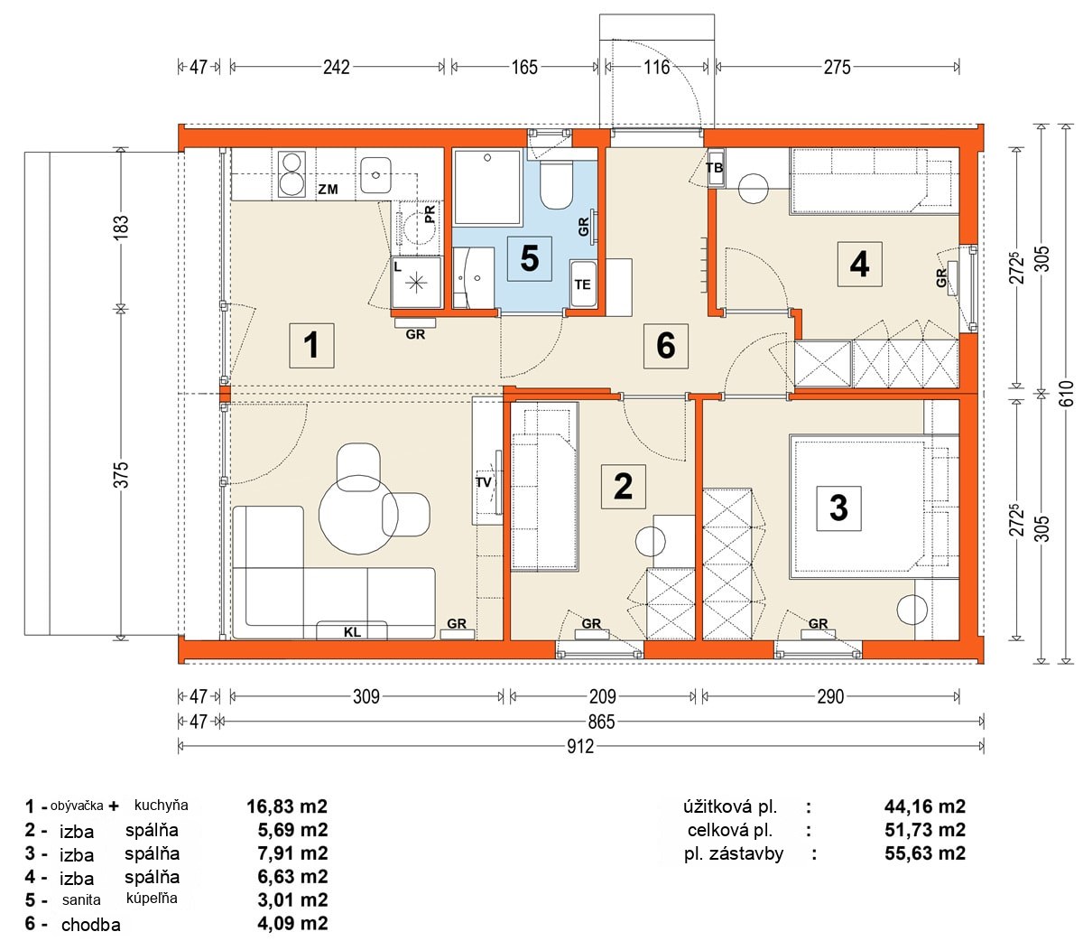 Modulový dom MG2 – variant 9 – pôdorys