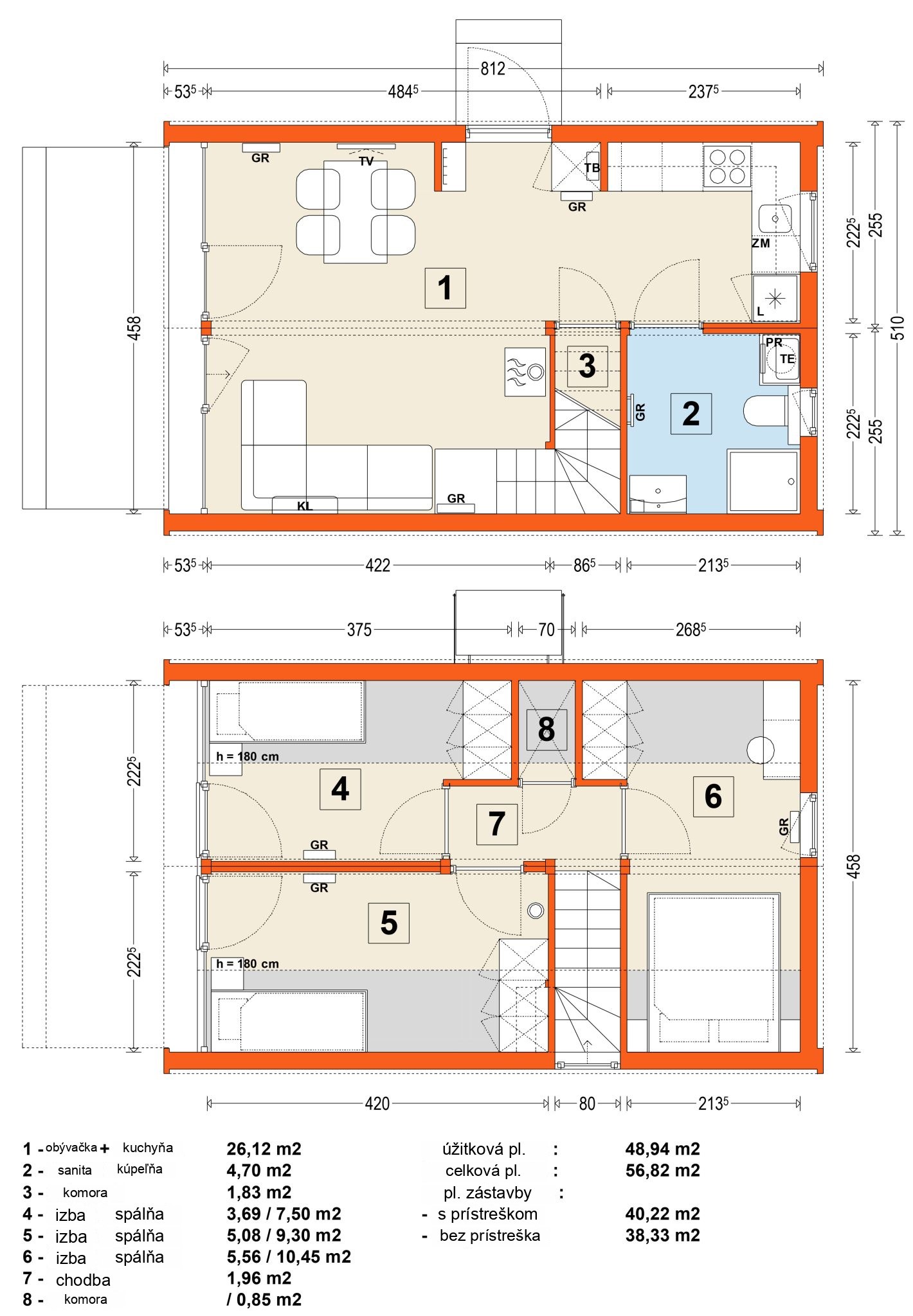 Modulový dom MG3 – variant 2 – pôdorys